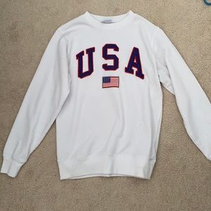 White USA Crew Neck